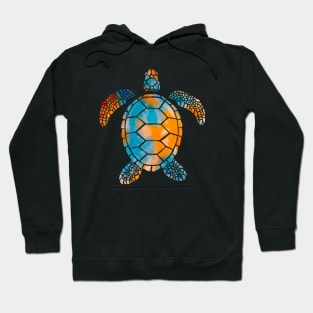 Orange and Blue Watercolor Sea Turtle Hoodie